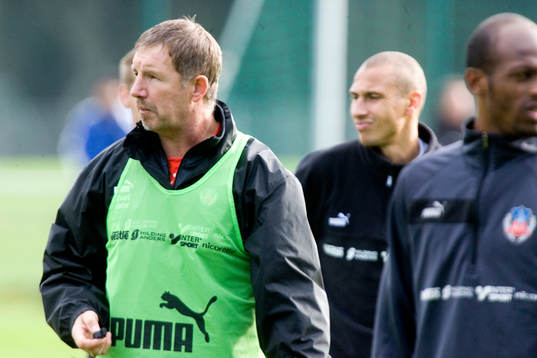 Stuart Baxter, tränare, med sina anfallsess Henrik "Henke"
