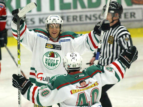 Mattias Carlsson och Pär Albrandt, jubel, Rögle