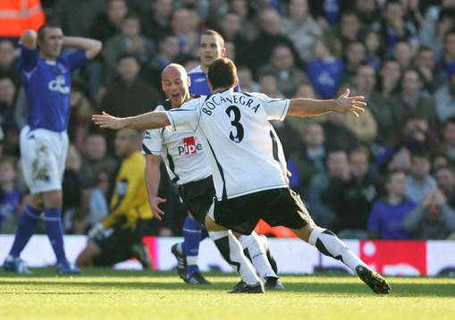 Claus Jensen jubel med Carlos Bocanegra, Fulham