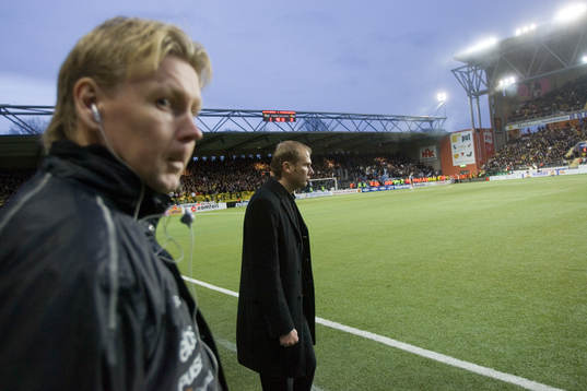 Guldtränarna Magnus Haglund och Peter Wettergren. Tränare