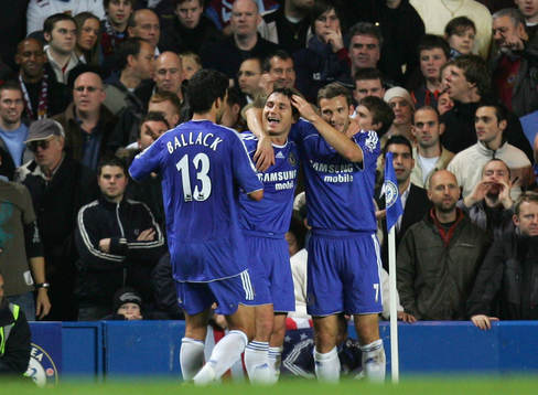 Frank Lampard, Chelsea, jubel med Michael Ballack och