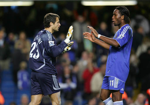 Didier Drogba och Carlo Cudicini (Målvakt), Chelsea Jubel