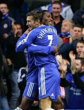 Andriy Shevchenko och Didier Drogba, Chelsea