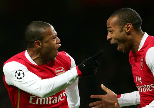 Julio Baptista och Thierry Henry, Arsenal, jubel, glädje
