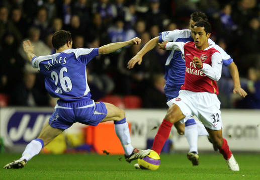 Theo Walcott, Arsenal och Leighton Baines, Wigan
