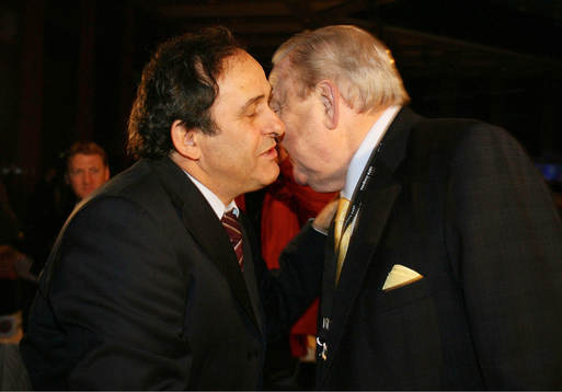 Lennart Johansson, President UEFA och Michel Platini