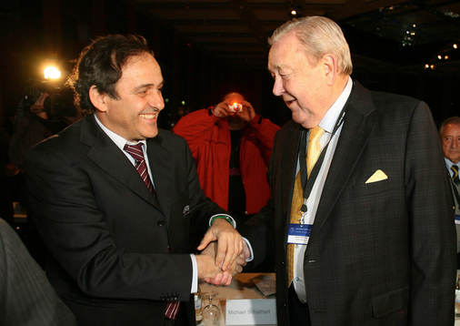 Lennart Johansson, President UEFA och Michel Platini