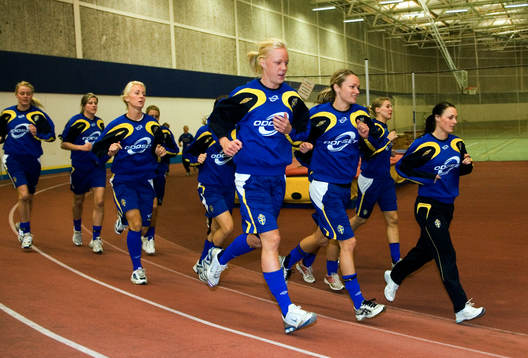 Fotboll, Sverige, dam, fystester på Bosön