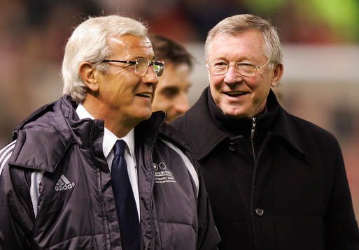 Manager Sir Alex Ferguson och manager Marcello Lippi