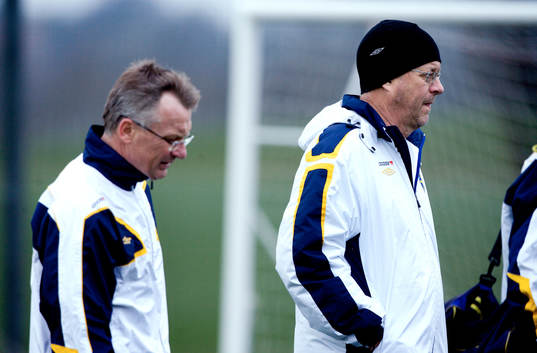 Roland Andersson och Lars Lagerbäck, förbundskapten