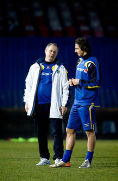 Lars Lagerbäck och Zlatan Ibrahimovic samtalar