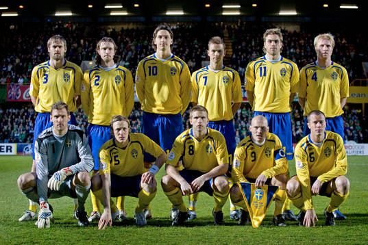 Fotboll, EM-kval, Nordirland - Sverige, lag, lagbild,