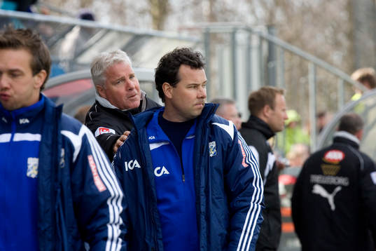 Conny Karlsson, tränare, Trelleborg och Stefan Rehn,