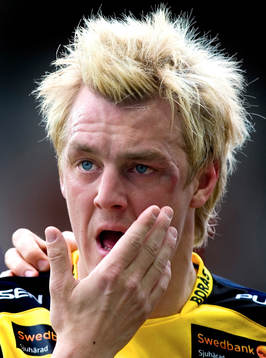 Mathias Svensson, Elfsborg, med en jättebula på höger