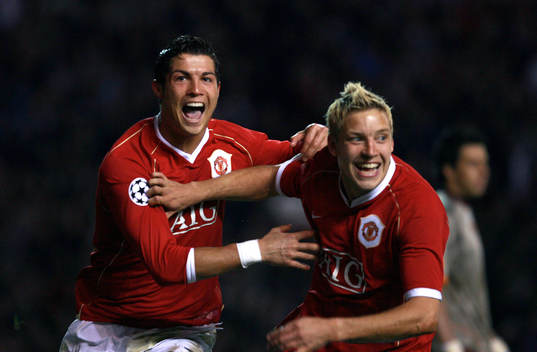 Cristiano Ronaldo och Alan Smith, Manchester United, jubel,