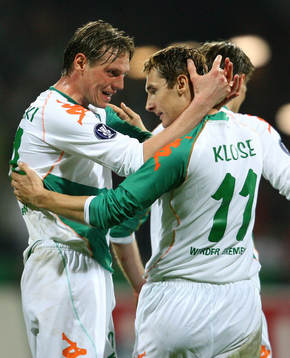 Tim Borowski och Miroslav Klose, Bremen, jubel