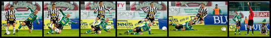 Lai Valentino och Aivar Anniste. gult kort, glidtackling,
