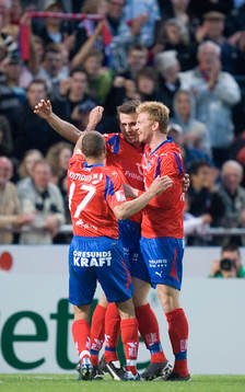 HIF:s tre målskyttar Henrik Larsson, Andreas Jakobsson och
