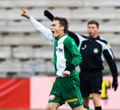 0-1, Petter Andersson, som jublar ikapp med domaren. Jubel