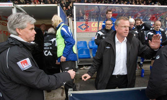 Jan Andersson, tränare, Halmstad och "Nanne" Bergstrand,