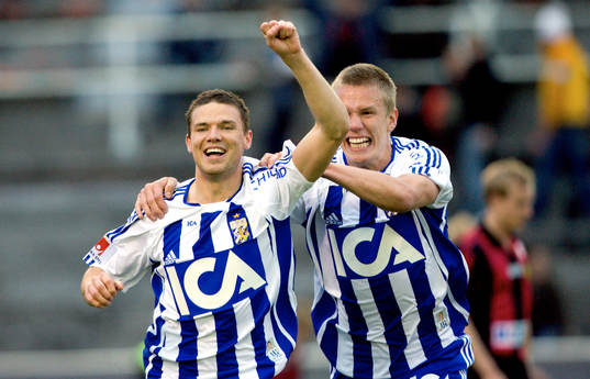 Marcus Berg och Mattias Bjärsmyr jubel
