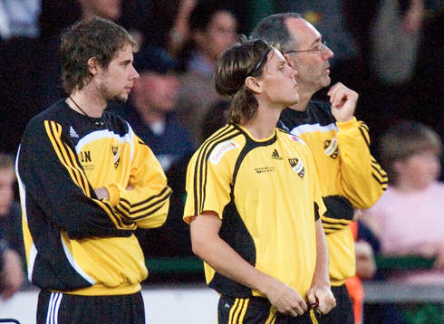 Daniel Nilsson, tränare, Emil Nilsson och Alf Jönsson,