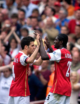 Cesc Fabregas, Sheyi Adebayor, Arsenal, jubel