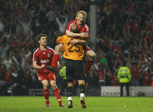 Dirk Kuyt och Jose Reina, Liverpool (Målvakt, Jubel)