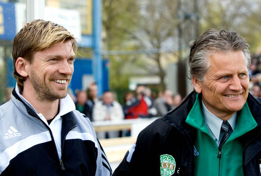 Jesper Blomqvist, tränare och Bo Pettersson, manager,