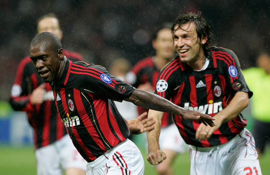 Clarence Seedorf och Andrea Pirlo, Milan, jubel