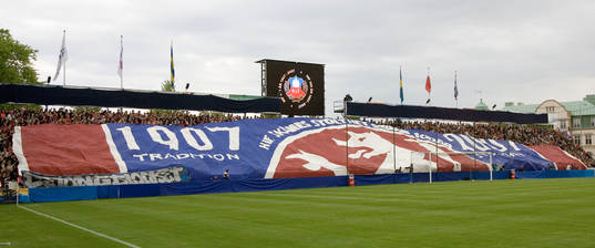 Arena, läktare, banderoll, HIF 100 år, 1907 - 2007