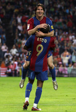 fotboll, Spansk, la liga, Barcelona; Samuel Eto'o, Lionel
