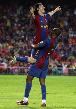 fotboll, Spansk, la liga, Barcelona; Samuel Eto'o, Lionel