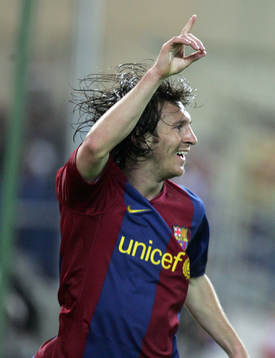 fotboll, Spansk, la liga, Barcelona; Lionel Messi, jubel