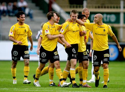 Anders Ekelund, Bunkeflo, har gjort 1-0. Jubel