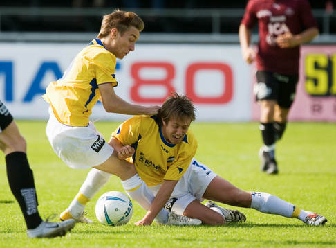Daniel Jovanovic och Magnus Bönnemark, Malmö. Krock