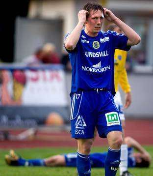 Målskytten Tarmo Neemelo, GIF Sundsvall, deppar, depp