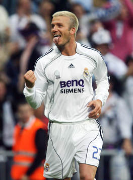 David Beckham, Real Madrid. Jubel, Glädje. Lycka. Tunga