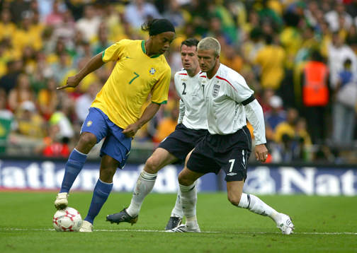David Beckham, England och Ronaldinho, Brasilien