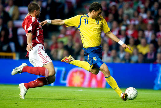 Johan Elmander, Sverige och Leon Andreasen, Danmark