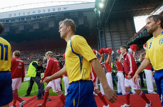 Marcus Allbäck och Olof Mellberg, Sverige