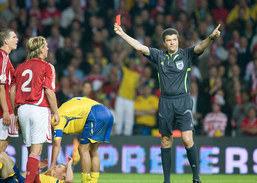 Utvisning, rött kort, Markus Rosenberg, domare, Herbert