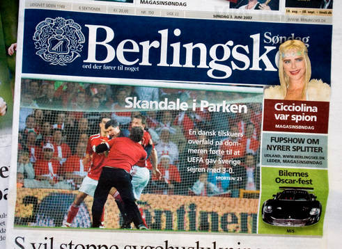 Fotboll, Danska tidningar skrev om "skandal-matchen".