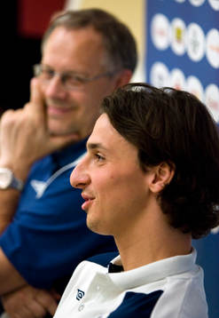 Lars Lagerbäck, förbundskapten och Zlatan Ibrahimovic,