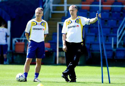 Roland Andersson och Lars Lagerbäck, förbundskapten