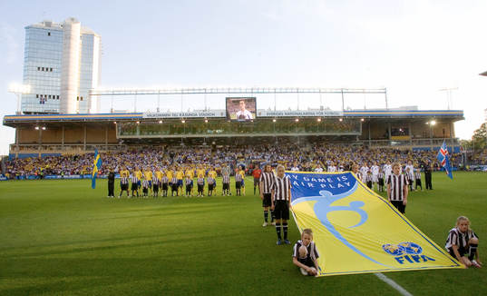 Fair Play, flagga. Råsunda, stadion, arena