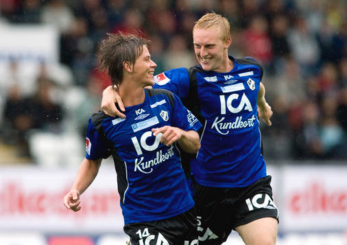 Dusan Djuric, Halmstad och Peter Larsson, Halmstad, jubel