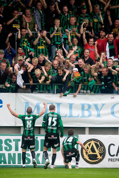 Martin Dohlsten, Fredrik Lundgren och målskytten Daniel