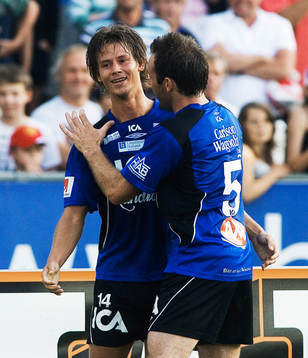 Dusan Djuric och Hasse Mattisson, jubel