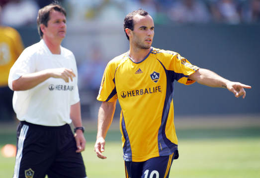 Landon Donovan, Los Angeles Galaxy, med sin tränare Frank